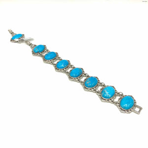 JBK Turquoise Color Silvertone Links Bracelet