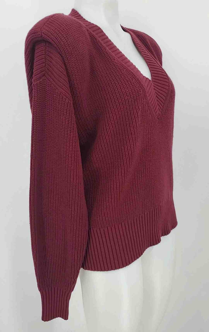 PISTOLA Burgundy Cotton Knit Shoulder Pads Size X-SMALL Sweater