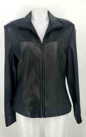 MARC NY Black Leather Zip Front Women Size X-LARGE Jacket