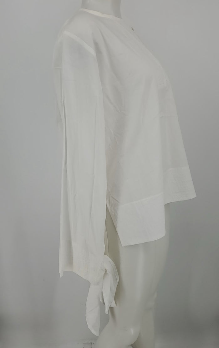 WORN White Cotton Sheer High-Low Size M/L   (L) Top