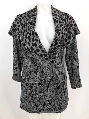 ALBERTO MAKALI Gray Black Pattern Wrap Size X-SMALL Sweater