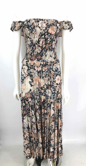 SPELL & THE GYPSY Gray Pink Multi Floral Print Maxi Length Size SMALL (S) Dress