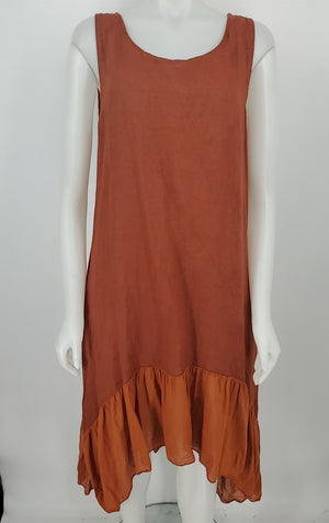 MEO MELI Orange Linen Made in Italy Tank Size SMALL (S) Dress