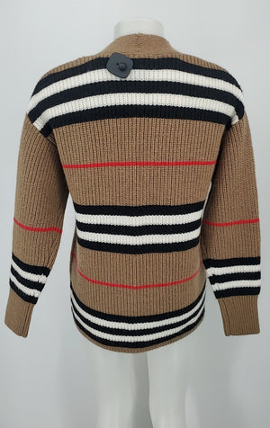 ALISON SHERI Tan Black & White Knit Cardigan Longsleeve Size X-SMALL Sweater