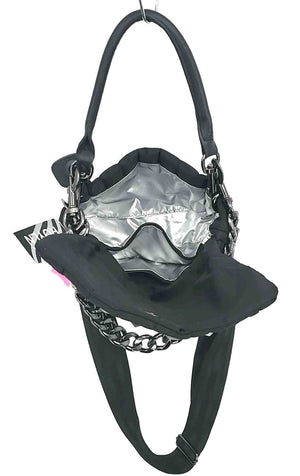 THINK ROYLN Black Silver Nylon Has Tag Puffer Crossbody Purse