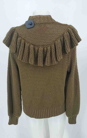 MADEWELL Olive Knit Ruffle Longsleeve Size SMALL (S) Sweater