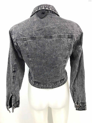 REBECCA MINKOFF Gray Silver Denim Studded Crop Women Size SMALL (S) Jacket