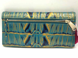 BRAHMIN Teal Green Navy Embossed leather Wallet