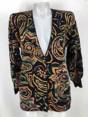 Black Yellow Multi Wool Blend Paisley Shoulder Pads Size SMALL (S) Sweater