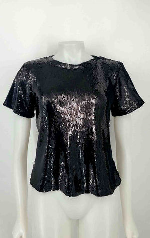 SANCTUARY Black Sequined Short Sleeves Size X-SMALL Top