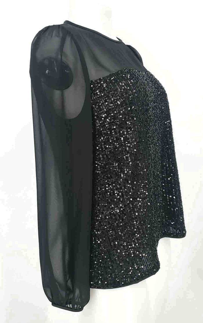 HOBBS Black Sequined Longsleeve Size 8  (M) Top