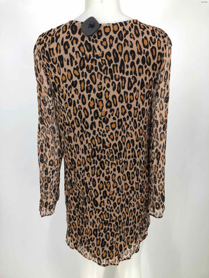 SHOW ME YOUR MUMU Beige Black & Orange Leopard Bead Trim Size SMALL (S) Dress