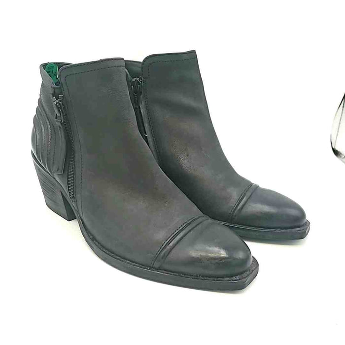 PAUL GREEN Charcoal Black Leather 2.25" Chunky Heel Shoe Size 5-1/2 Boots