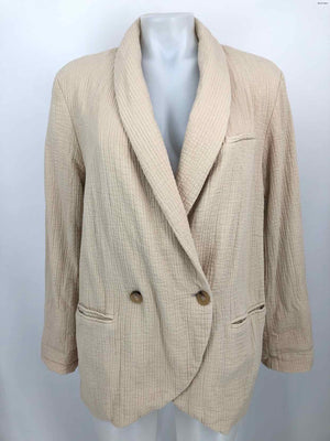 FREE PEOPLE Cream Cotton Textured Double Breasted Women Size SMALL (S) Jacket