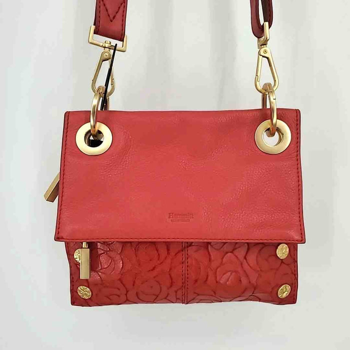 HAMMITT Rose Red Leather Pre Loved Floral Design Crossbody Purse