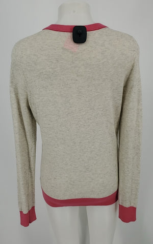 THEORY Gray Pink Cotton & Cashmere Cardigan Size LARGE  (L) Sweater