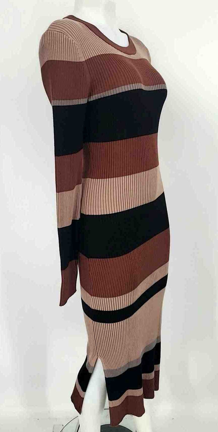 EVEREVE Brown Black Multi Knit Stripe Longsleeve Size SMALL (S) Dress