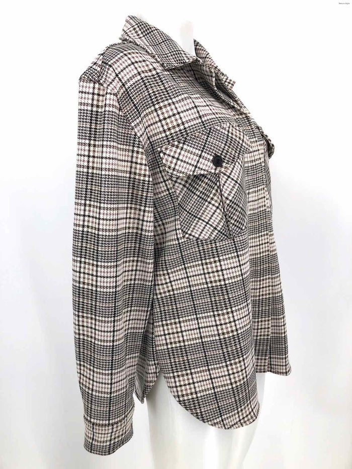 SANCTUARY White & Black Brown Grid Shacket Size SMALL (S) Top