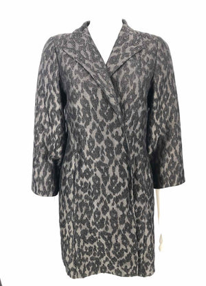 EILEEN FISHER Gray Black Animal Print 3/4 Sleeve Women Size SMALL (S) Jacket