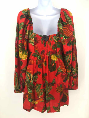 FARM RIO Red Orange Multi Print Button Up Size SMALL (S) Jumpsuit