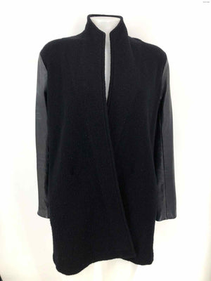 SCOOP Black Leather & Wool Drape Front Women Size SMALL (S) Jacket