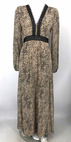 BALTIC BORN Beige Black Print Longsleeve Size SMALL (S) Dress