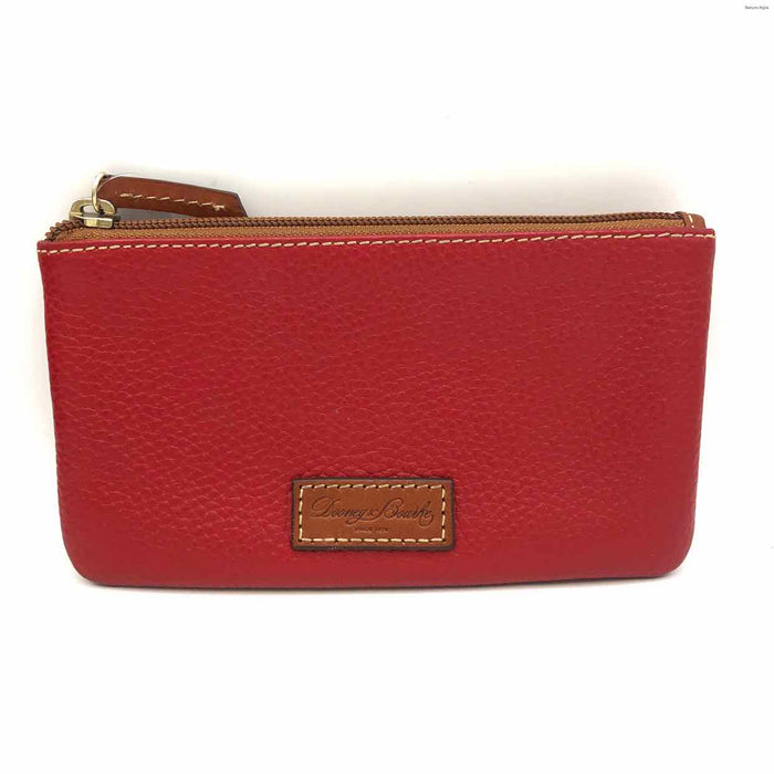 DOONEY & BOURKE Red Pebbled Leather Pre Loved Zipper 7" .5" 4" Pouch