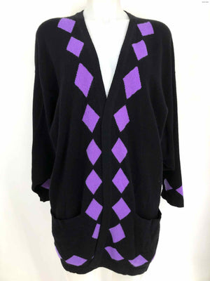 WILLIAM KASPER Black Purple Multi Cashmere Heart Wrap Size MEDIUM (M) Sweater