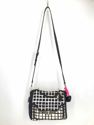 COACH Black & White Canvas & Leather Has Tag Grid Purse