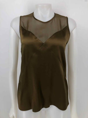 M. PATMOS Olive Silk Sheer Top Size MEDIUM (M) Top