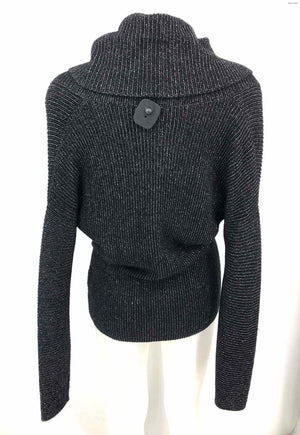 LAFAYETTE 148 Black Silver Wool Blend Sparkle Cowl Neck Size MEDIUM (M) Sweater