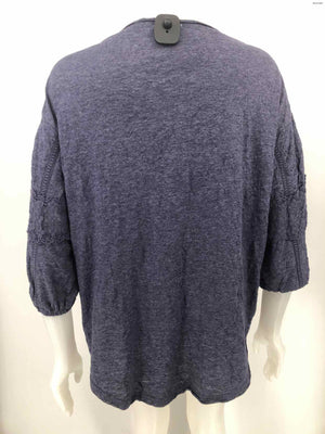 SUNDANCE Navy Crochet Trim 3/4 Sleeve Size X-LARGE Top