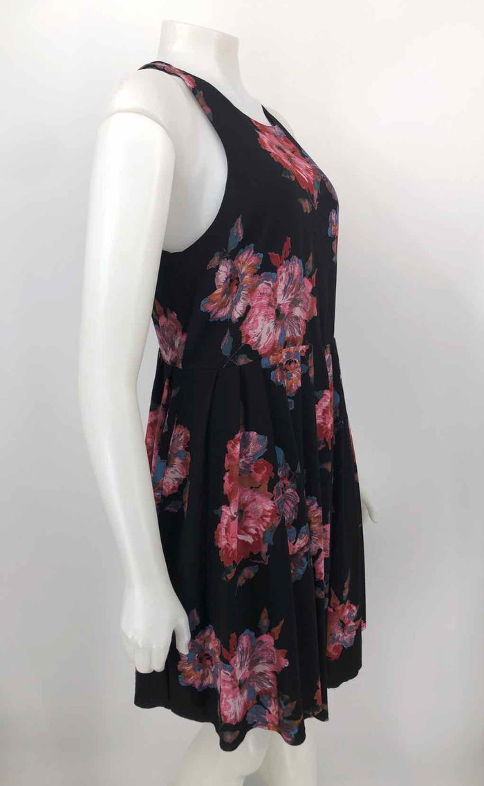 FREE PEOPLE Black Pink Multi Floral Sleeveless Size 12  (L) Dress