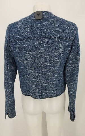 THEORY Blue White Heathered Tweed Women Size 10  (M) Jacket