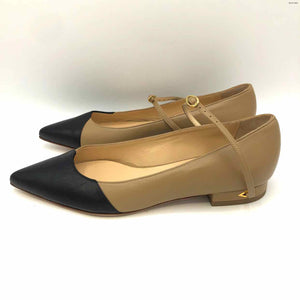 JENNIFER CHAMANDI Beige Black Leather Made in Italy Flats Shoes