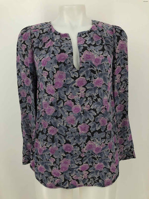 JOIE Purple Gray Multi Silk Print Longsleeve Size SMALL (S) Top