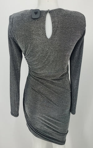 VERONICA BEARD Gray Silver Sparkle Ruched Size X-SMALL Dress