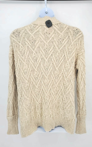 FREE PEOPLE Beige Gray Cotton Blend Cable knit Cardigan Size X-SMALL Sweater