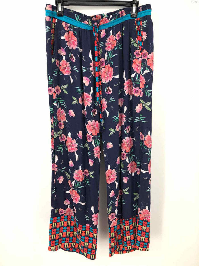 JOHNNY WAS Navy Pink Floral Cashmere Size MEDIUM (M) Pants