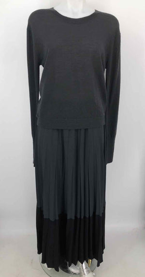 A.L.C. Gray Black Wool Pleated Top & Skirt Size SMALL (S) Sweater Set