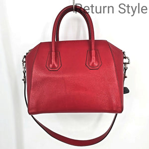 GIVENCHY Red Silver Leather as is - well loved Satchel Purse