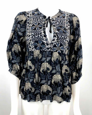 BA&SH Navy Beige Floral Size 4  (S) Top