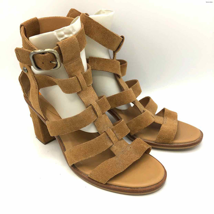 UGG Tan Suede Chunky Heel Strappy Shoe Size 8-1/2 Shoes