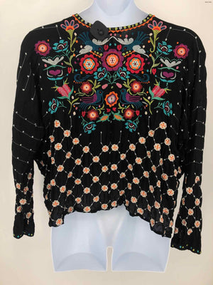 JOHNNY WAS Black Orange Multi Embroidered Longsleeve Size MEDIUM (M) Top