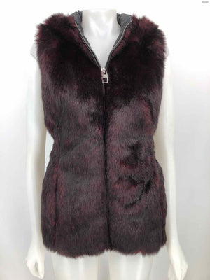 MISS SIXTY Burgundy Black Faux Fur Quilted Zip Front Women Size X-SMALL Vest