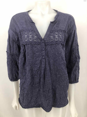 SUNDANCE Navy Crochet Trim 3/4 Sleeve Size X-LARGE Top