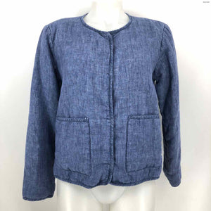 EILEEN FISHER Lt Blue Organic Linen Chambray Snap Up Women Size XXS  (XS) Jacket