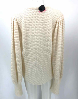 ULLA JOHNSON Beige Alpaca Blend Textured Puff Sleeves Size X-LARGE Sweater