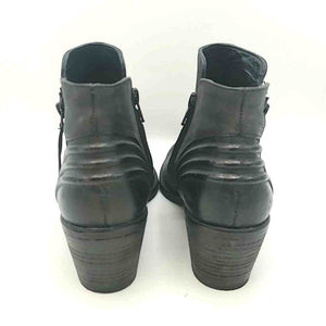 PAUL GREEN Charcoal Black Leather 2.25" Chunky Heel Shoe Size 5-1/2 Boots