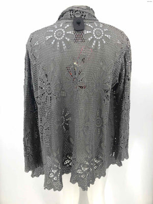 JOHNNY WAS Gray Crochet Wrap Size MEDIUM (M) Top